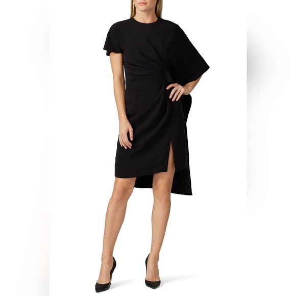 📣5=50%OFF PRABAL GURUNG BLACK CAPE DRESS US S - Picture 1 of 8